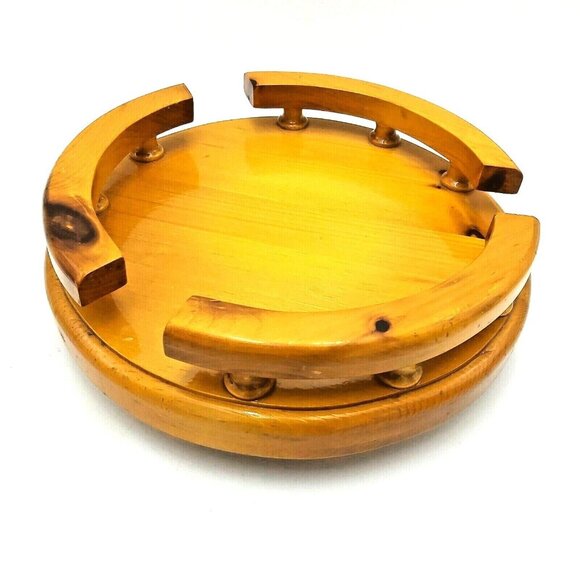 Lazy Susan Solid Oak  Turntable Condiment Server 11 inch with Spindle Railings - Picture 5 of 5